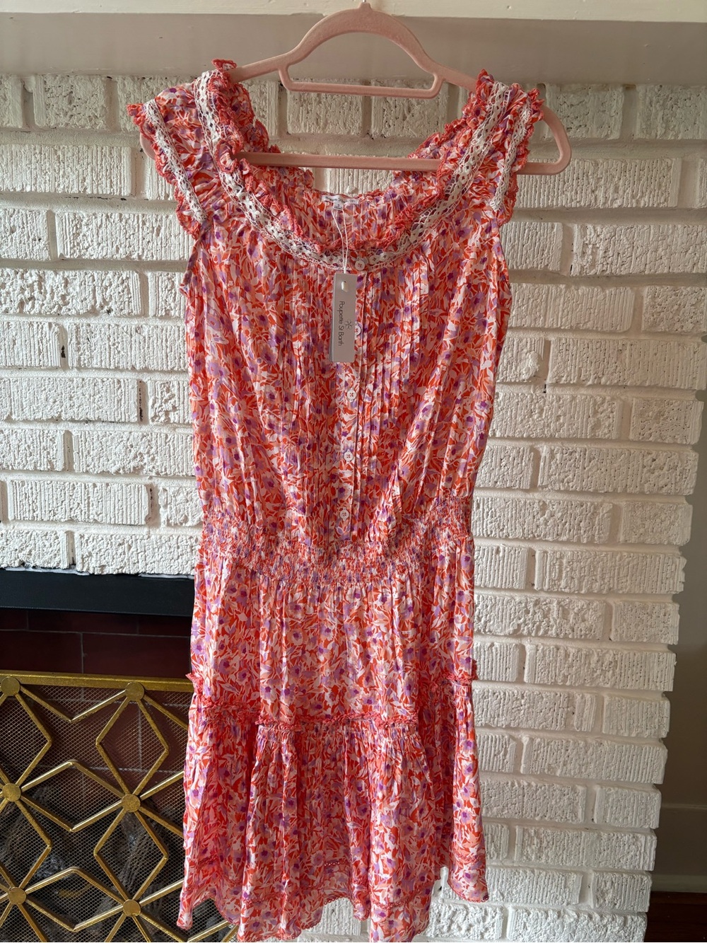 Poupette St. Barth Alba Dress Orange Ocean Flowers